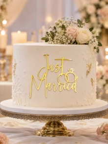 3件組金色「Happy Wedding」壓克力蛋糕插牌，情人節蛋糕禮物標誌、婚禮蛋糕裝飾、週年蛋糕裝飾、訂婚蛋糕裝飾、英文字母蛋糕裝飾、烘焙裝飾、廚房烘焙用品、蛋糕用品、甜點桌裝飾 - styleF - 查看 6