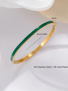 1pc 4mm Thin Fashionable Titanium Steel Bracelet, Gold Color Resin Enamel Clasp Bangle Cuff, Suitable For Women - 4mm - View 11