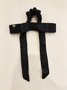 1 pieza Nuevo accesorio para el cabello tipo celebrity de cinta negra extra larga, accesorio para el cabello con lazo retro - Negro - Ver 7