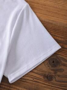 Camiseta de manga corta con estampado de dos pandas, cuello redondo para primavera y verano - Blanco - Ver 5