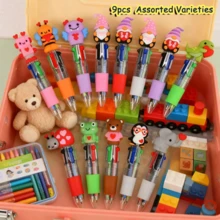 HOOLYUK 9pcs Cute Cartoon 4-Color Ballpoint Pens, Kawaii Animal & Heart Topper Retractable Multicolor Pens, 0.5mm, For School, Office & Kids Stationery Gifts, Goodie Bag Stuffers, Classroom Reward-Assorted Varieties - 9 cái - Xem 6