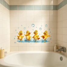 1 miếng dán trang trí bồn tắm có thể tháo rời, hình chú vịt vàng dễ thương đang chơi bong bóng. - Nhiều màu - Xem 4