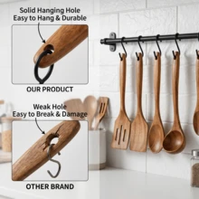 1/2 buah Spatula Kayu Rosewood Padat, Sendok Berlubang Anti Lengket, Peralatan Masak Tahan Panas, Lapisan Anti Lengket Premium, Desain Ergonomis, Ideal Untuk Memasak Ikan, Telur, Pancake, Alat Dapur untuk Memanggang, Aksesori Dapur - Akasia - View 3