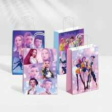 6 Peças Sacolas de Lona com Tema de Caça às Bruxas K-Pop, Sacos de Adesivos de Decoração de Aniversário e Sacos de Papel [Estilos Aleatórios Enviados] - Multicolorido - Visão 1