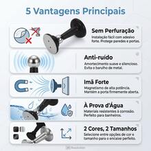 1 par de batentes magnéticos para porta, sem furos, anticolisão, com ventosa, para uso doméstico - Batente de porta longo - Visão 2