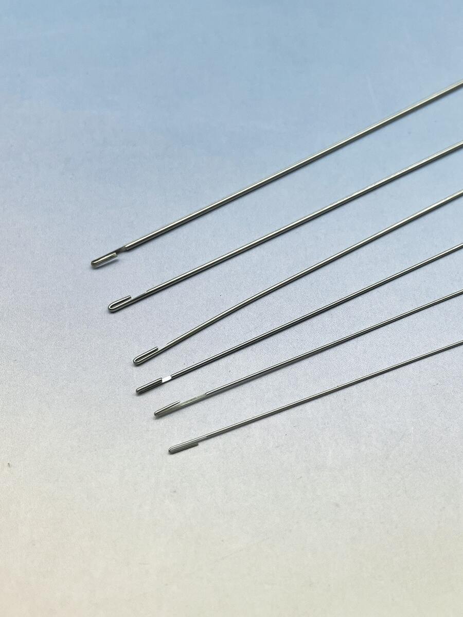 5pcs Stainless Steel Beading Needles, 10.2 Inches Long, 0.4mm-0.8mm Size - Side Open Design For Easy Threading, Suitable For Smooth Beading And Sewing Projects, Durable DIY Craft Tool, Sewing Thread - Silver - View 1