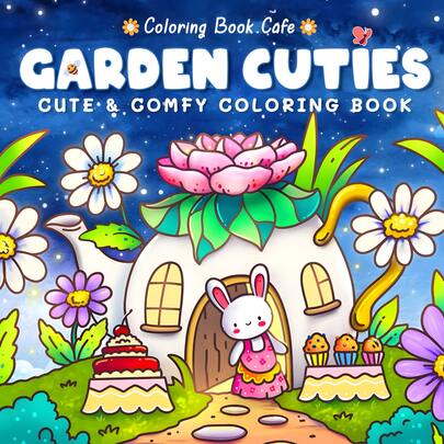 "Garden Cuties" Cute & Comfy Coloring Book For Kids Teens & Adults, 7.9x7.9 Inch, 24 Pages Bold & Easy Whimsical Garden Activity Book, Stress Relief Relaxing Art Therapy, Perfect All-Occasion Gift For Birthdays, Holidays & Daily Use, Ideal For Family Activities, Stationery & Room Decor