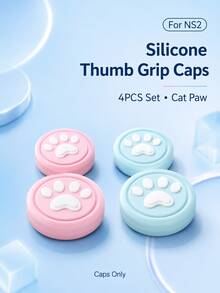 4pcs Cute Themed Silicone Joystick Caps For Nintendo Switch NS2, Anti-Slip Soft Thumb Stick Covers, Floral, Cat Paw, Skull, Shark, Panda, Cloud Designs, Game Controller Joystick Button Accessories - View 15