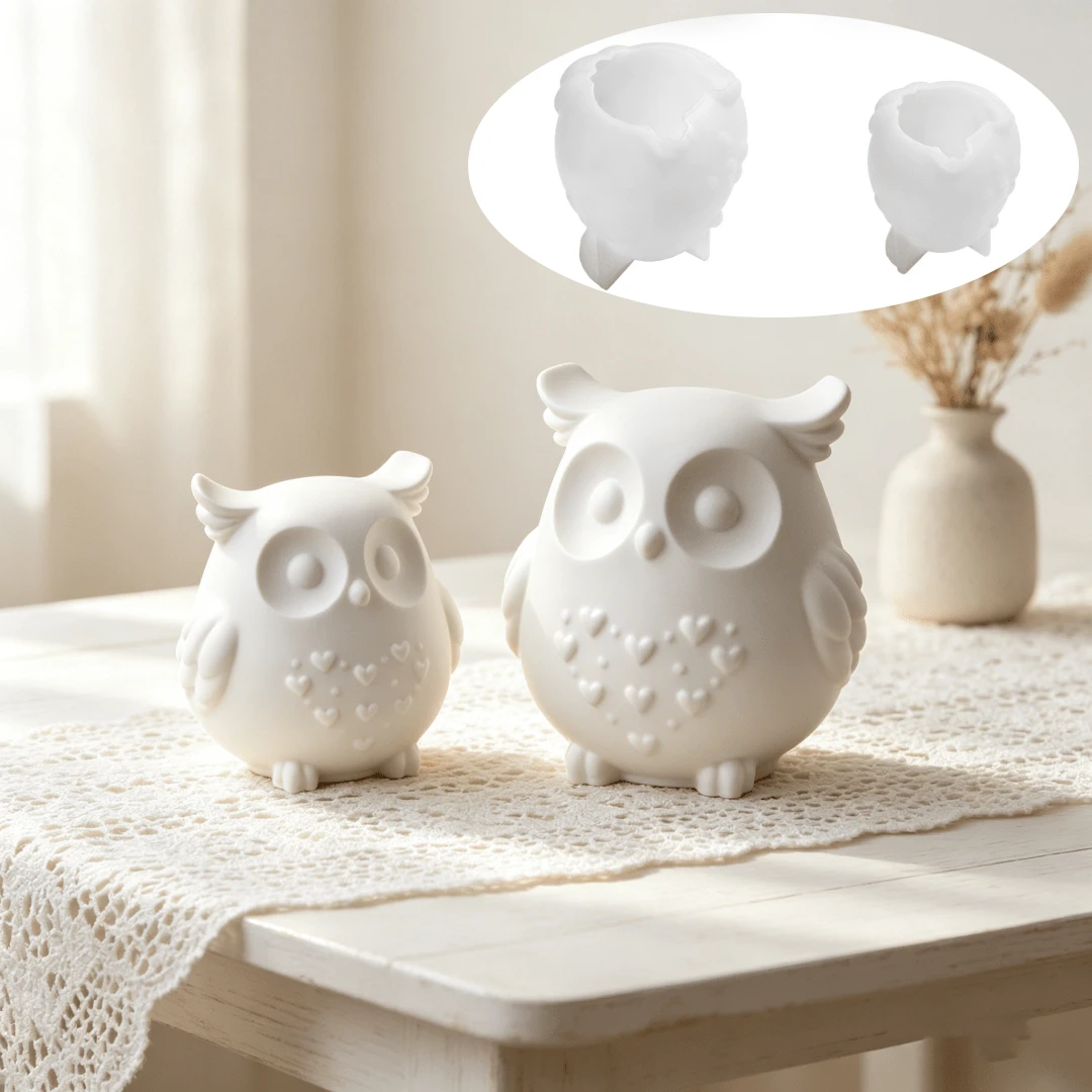 SILIKE LUFEI 1PC/2PCS DIY Crystal Resin Plaster Cement Candle Owl Bird Mirror Silicone Mold, Garden Bird Decor Clay Mold Creative Product Easy To Demold - Bird Mold - View 1