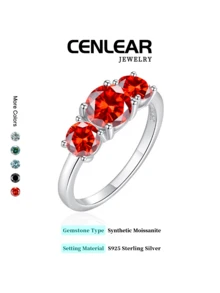 1 chiếc nhẫn Moissanite 2/4 carat, kiểu dáng cổ điển với hợp kim đồng và 3 viên đá quý cắt tròn, thích hợp để đeo hàng ngày và làm quà tặng. - 4 carat - Xem 8