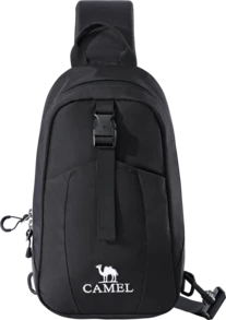 CAMEL CROWN 户外单肩包、休闲斜挎包、便携单肩包、斜挎包、健身休闲骑行包 - 經典黑 - 查看 2