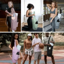 Yoga Mat Bag, Multi-Functional Storage Bag, Large Opening Long Exercise Yoga Mat Carrier, Carrier Holder Bag With Large Size Pocket, Tote Yoga Mat With Water Bottle Pocket And Zipper Pocket, Fit Most Size Mats - Pink - View 12