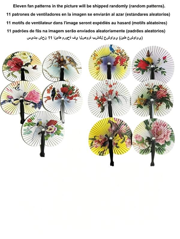 1 pieza Abanico de boda con forma de corazón blanco, abanico de papel plegable, abanico de viaje con forma de corazón, abanico con forma de corazón blanco, abanico con estampado floral y de pájaros, enviado al azar entre 11 estilos de diseño (el material del abanico es papel, frágil, por favor manipular con cuidado)