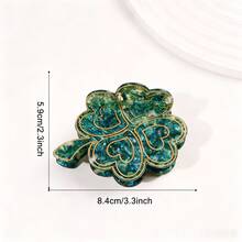 1pc Bohemian Lucky Four-Leaf Clover Hair Clip, Fresh Green Hair Claw, Brings Good Luck Summer Hair Accessories - Multicolor - View 8
