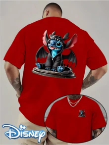 (Disney Licensed T Shirts)Disney Lilo & Stitch Stitch Devil Hoodie Graphic Tee Men's Oversized Crew Neck Short Sleeve T-Shirt, Casual Streetwear With Stitch In Demon Costume 3D Print, Cute Alien Stitch Double-Sided Loose Fit Tee, Mens Clothes, Men, Ropa De Hombre, Summer Clothes, Men Shirts, Graphic Tees, Disney Outfits Men, Graphic Tees, Camisetas Para Hombre, Camisas Para Hombre, Summer Outfits For Men, Father's Day Gift, Perfect Gift For Family And Friends, Which Are Necessary For Birthday Parties, Disney Shirts, Mens Clothes, Summer Clothes, Officially Licensed Disney T-Shirts, Disney Men's And Women's Spring/Summer Fashion Casual Short-Sleeve T-Shirts, Disney Top - 紅色 - 查看 1