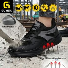 Men's Professional Anti-Smash Anti-Puncture Safety Shoes, Wide Fit For Wide Feet, Sports Series Rubber Sole Lightweight And Stylish, Suitable For All Seasons - Black - View 2
