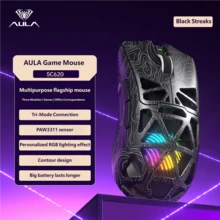 AULA SC620 Wireless Mouse Tri-Mode E-sport Game Mouses Ergonomics Lightweight Office Mouse with RGB Light Streaks Fashional Design Laptop PC Tablet Bluetooth 2.4G Rechargeable FPS Original Aula Gaming Mouse - 查看 1