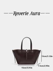 1 pieza Bolso de cesta de unicolor, bolso versátil de diseño exclusivo para el hombro, adecuado para mujeres de moda para citas, trabajo, uso diario - Burdeos - Ver 3