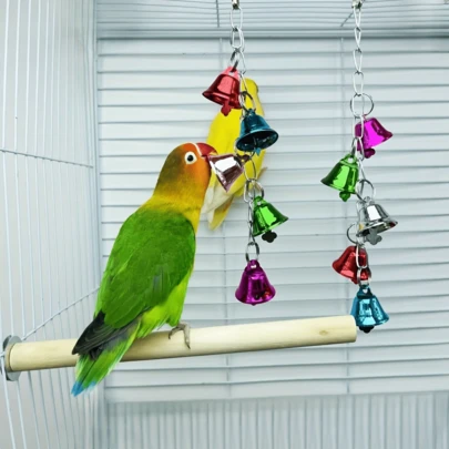 2pcs Colorful Bell Pendant Bird Toys - Birdcage Decor With Bells, Parrot Chew Toys, Swing Accessories For Birdcage, Durable Bird Supplies For Cockatiel, Cockatoo, Lovebirds