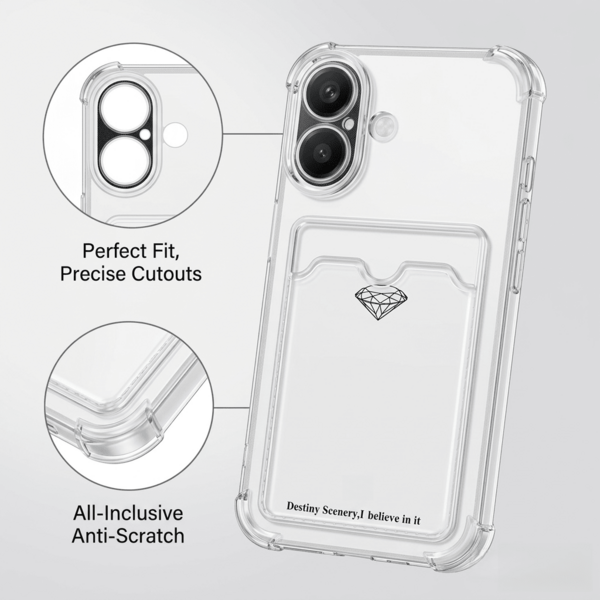 (Place An Order, Follow The Store And Collect The Product To Get A Free Lanyard) Card Holder Shockproof / Transparent / Free Lanyard / Phone Case / Compatible With Apple 17/16/15 PRO MAX/15 PLUS/15 PRO/15/14 PRO MAX/14 PLUS/14 PRO/14/13 PRO MAX/13 PRO/13/12 PRO MAX/12 PRO/11 PRO/11/XS MAX/XR/XS/7/8 PLUS/ Transparent Shockproof Protective Cover Card Holder Shockproof / Transparent / Free Lanyard / Compatible With Galaxy A14 A34 A54 A15 A25 A35 A55 S23 S23Plus S23ultra S23fe S24 S24plus S24ultra