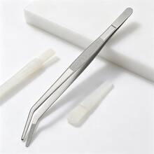 不鏽鋼長柄鑷子 1/2/4件組，8英吋直型+彎型防滑鋸齒食物夾，廚房食物夾取、烘焙、燒烤、烘烤，爬蟲餵食蛇蜥蜴蜘蛛魚缸，可洗碗機清洗 - C-銀色 - 查看 13