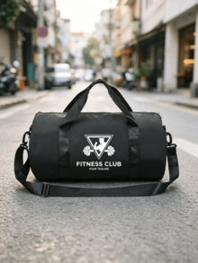 1pc Spacious Fitness Themed Gym Bag, Unisex, Bold Gym Club Pattern, Polyester Adjustable Shoulder Strap, Suitable For Training And Weightlifting - Multicolor - View 1