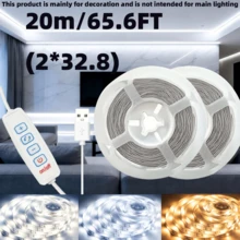 3-60Ft Decorative LED Strip Lights, 3 Color Temperatures Warm White/Natural White/Cool White, USB Powered, Cuttable, Dimmable, With Button On-Off For Bedroom, Stairs, Wardrobe, Mirror, Living Room Decor, Festival Party - Three Color Temperatures - View 14