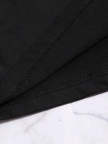 Short-Sleeved T-Shirt With Two Panda Print, Round Neck For Spring And Summer - Black - View 4