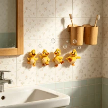 1 miếng dán trang trí bồn tắm có thể tháo rời, hình chú vịt vàng dễ thương đang chơi bong bóng. - Nhiều màu - Xem 5