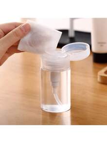 1pc 100ml Portable Refillable Transparent PET Travel Bottle With Pump Dispenser, Suitable For Nail Polish Remover, Toner And Makeup Remover, Dome Design, Hand Wash Only, Reusable, Makeup Remover Bottle - Clear - View 3