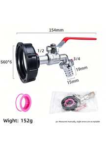 1pc S60X6 Threaded IBC Tank Quick Connect Alloy Faucet Adapter, Durable Metal And Plastic Garden Hose Fitting, Suitable For 1000L Water Tank - A - View 12