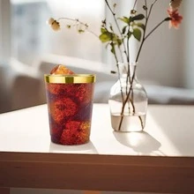 10pcs Gold-Color Cups, 6.76oz Transparent Cups With Gold Rim, Gold Beer Mugs, Durable Party Cups, Premium Gold-Edged Cups, Ideal For Weddings And Parties - View 3