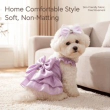 Bộ váy áo sang trọng màu tím nhạt bằng satin dành cho thú cưng - Váy tutu ren nhiều lớp với kẹp tóc hình trái tim đính đá, phù hợp cho mèo và chó, váy công chúa dự tiệc sinh nhật, tiệc chiêu đãi. - Màu tím  Violet - Xem 4