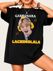 Jimins BTSS Lachimolala Cute K-Pop Style T-Shirt, 100% Cotton, Unisex - Black - View 6