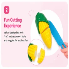 12PCS Children's Cutting Fruit And Vegetable Toy Set, Realistic Kitchen Role Play Toys, Montessori Educational Learning Toys, Role Playing, Develop Fine Motor Skills And Hand-Eye Coordination, Suitable For Boys And Girls 3 Years And Above As Birthday Gift - Multicolor - View 5