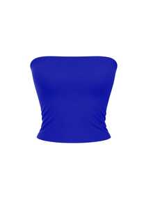 Strapless Top Tube BRAZIL Plus Size Cropped EMBROIDERED 6X4 OR CUP COLORS Women's Double Layer Spandex Shapes The Waist Without Padding Strapless Tube Top - 皇家藍(無刺繡) - 查看 5
