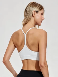 ZULIZ Sujetador deportivo de mujer con tirantes finos y cuello redondo - Blanco - Ver 3