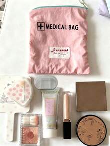 Portable "Medication" Printed Pouch, Pill Organizer Box, First Aid Kit, Cosmetic Bag, Coin Purse, Suitable For Daily Use/Outdoor/Travel, Travel-Friendly Medication Storage, Cosmetics & Phone Accessories Organizer, Travel Essential, Christmas Gift, Personalized Gift Bag, Small Gift Exchange, Room Decor - Multicolor - View 7