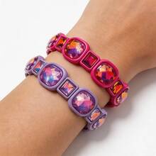 Fashionable Square Handmade Beaded Bracelet, Luxury Exaggerated Casual Elegant Bracelet, Suitable For Women's Date And Daily Wear - Style 1 - View 5