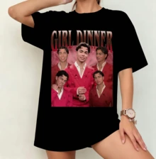 Malachi Barton "Girl Dinner" Retro Collage T-Shirt | Gender Neutral Oversize Fan Shirt - Black - View 8