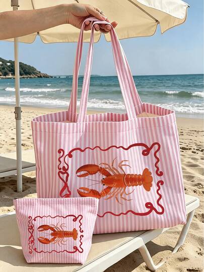 Bolso de lona a rayas con inspiración vintage, bolso de lona a rayas de gran capacidad para mujer - Bolso de hombro elegante para viajes y compras