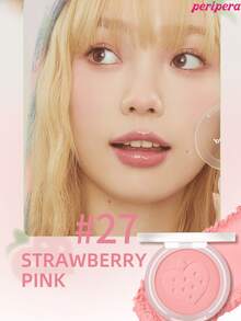 K-Beauty Peripera 单色粉状腮红盘，哑光粉状腮红，细腻粉质腮红，不结块，持久妆效，多功能彩妆盘，裸妆，面部彩妆，韩妆，韩国彩妆，4.2克 - #27 Strawberry Pink - 查看 3