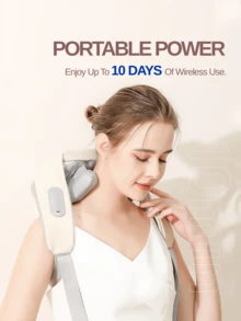 LEVIATECH Selendang Pijat Trapezius Getar Elektrik, Alat Pijat Leher dan Bahu - Hadiah untuk Orang Tua, Pria dan Wanita - Dapat diisi ulang - View 7