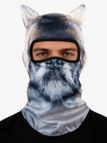 1个男女通用透气3D猫咪动物印花面罩，适合户外骑行、徒步旅行装饰，防风防晒全脸及颈部面罩 - 彩色 - 查看 3