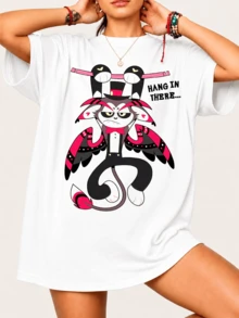 Husks T-Shirt For Hazbins Hotels Fans With The Quote "Hangs In There", 100% Cotton, Unisex - White - View 6
