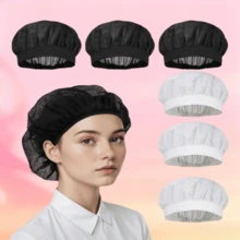 1pcs/3pcs Breathable Mesh Chef Hat Kitchen Cooking Chef Hat Adjustable Food Service Hair Net Reusable Washable Mesh Bouffant Hat (Black) (White) - 查看 2