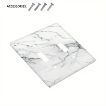 1pc Or 2pcs White & Gray Marble Pattern Wall Plate Cover | Light Switch Outlet Cover, Home Decor Switch Wall Plate, Suitable For Room, Kitchen, Bathroom - 1 Set - Multicolor - View 9