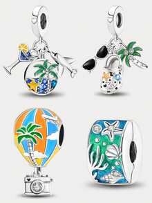 1 pieza Colgante de joyería con diseño de árbol de coco brillante y marino, adecuado para hacer pulseras de mujer - rosario - Ver 1