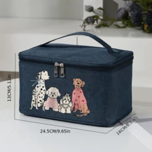 Túi đựng đồ vệ sinh cá nhân bằng vải canvas họa tiết chó mặc áo len, túi du lịch di động tiện dụng. - Nhiều màu - Xem 6