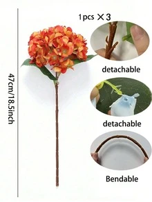 1/3 bông hoa giả thêu màu cam 18,5 inch có cuống, hoa trang trí bàn làm việc bằng lụa, thích hợp cho văn phòng, tiệc tùng, đám cưới, cây giả, trang trí mùa thu, trang trí sân vườn, trang trí phòng, trang trí nhà cửa. - trái cam - Xem 7